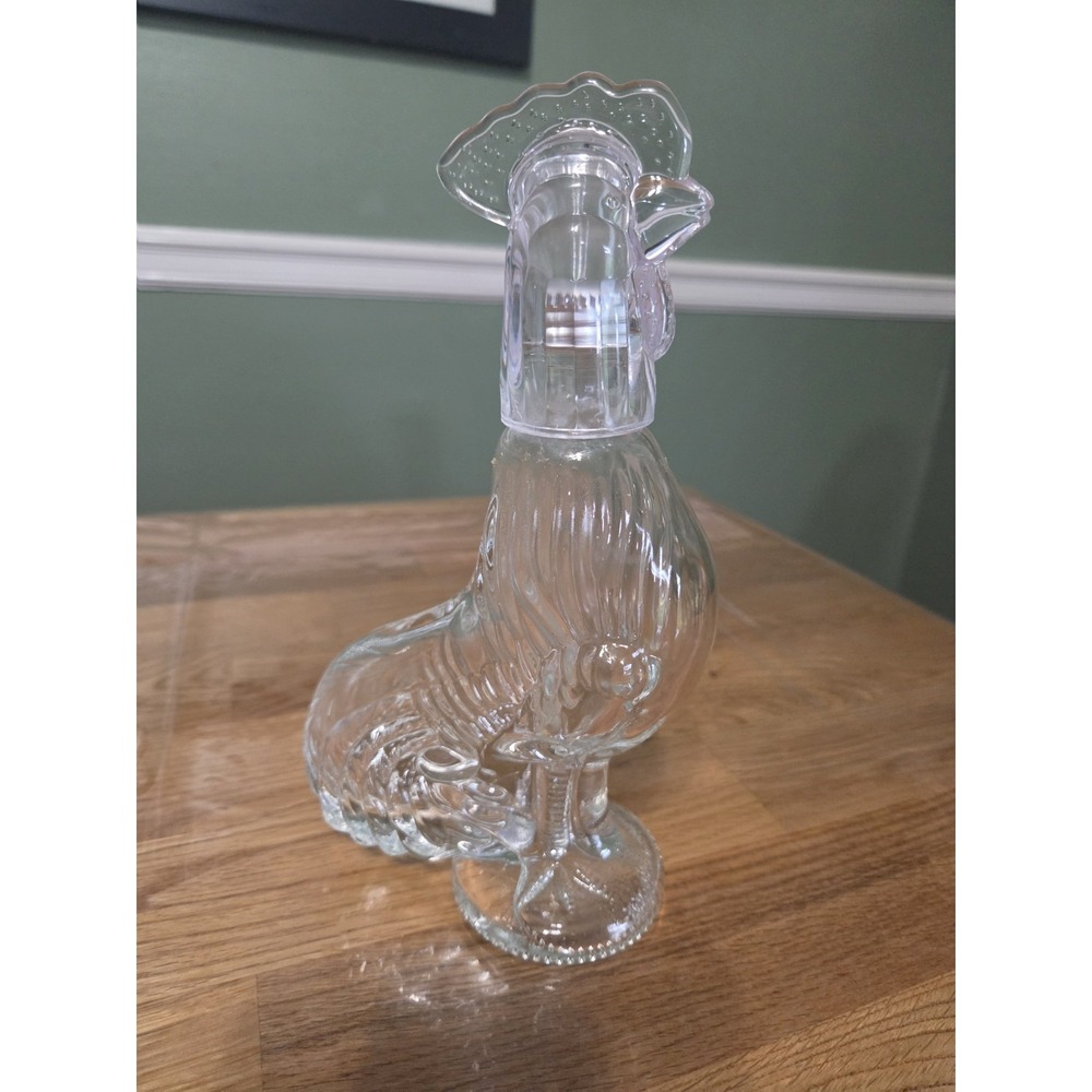 Clear Glass Rooster Chicken Shaped Decanter with Removable Stopper